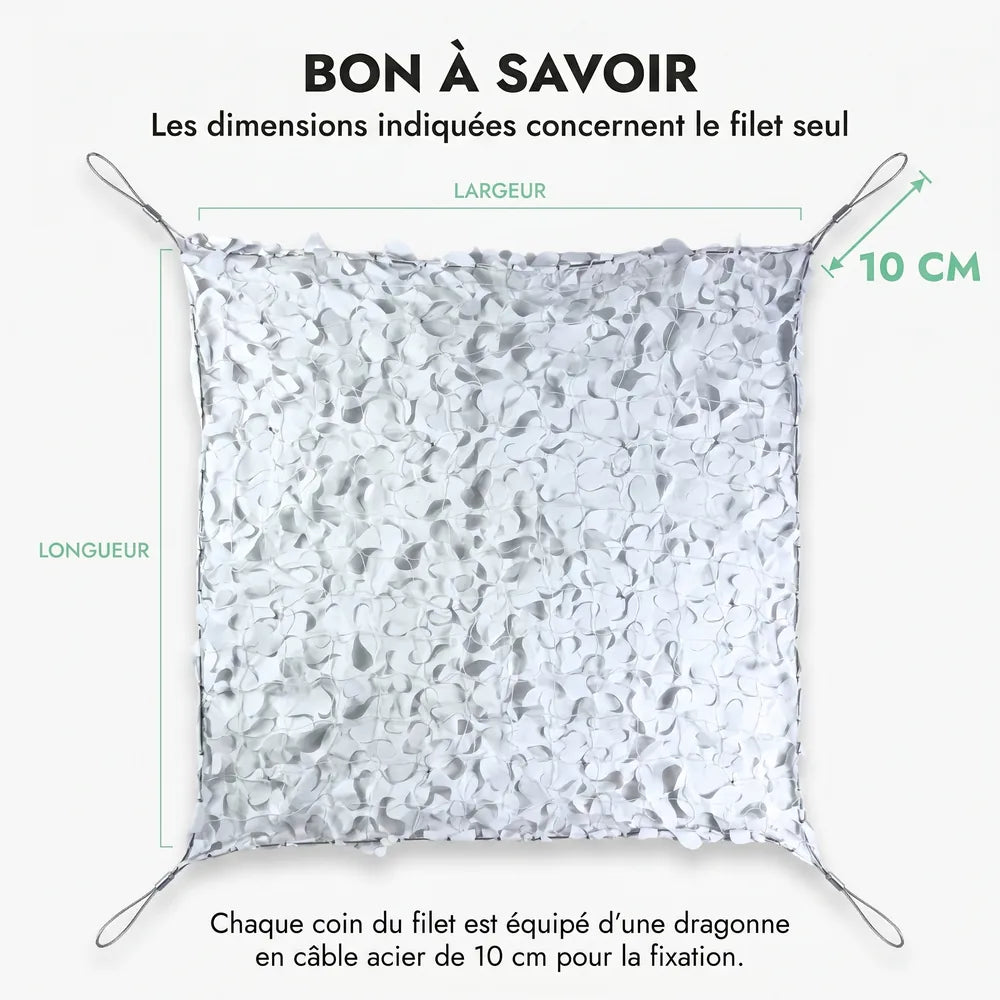 Filet de camouflage renforcé câble acier