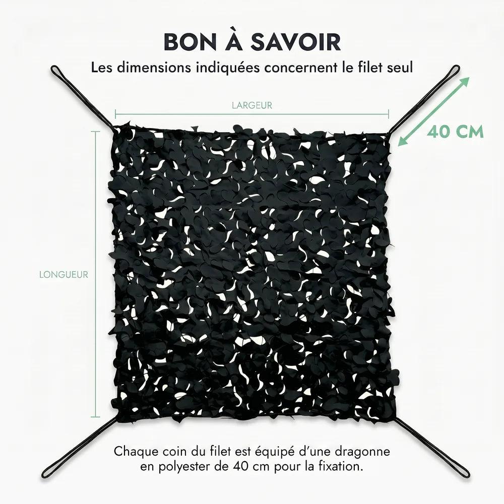 Filet de camouflage triangulaire noir