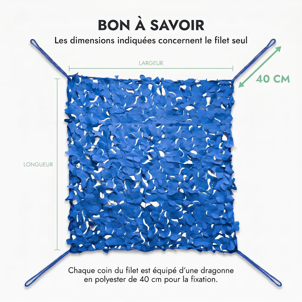 Filet de camouflage triangulaire bleu