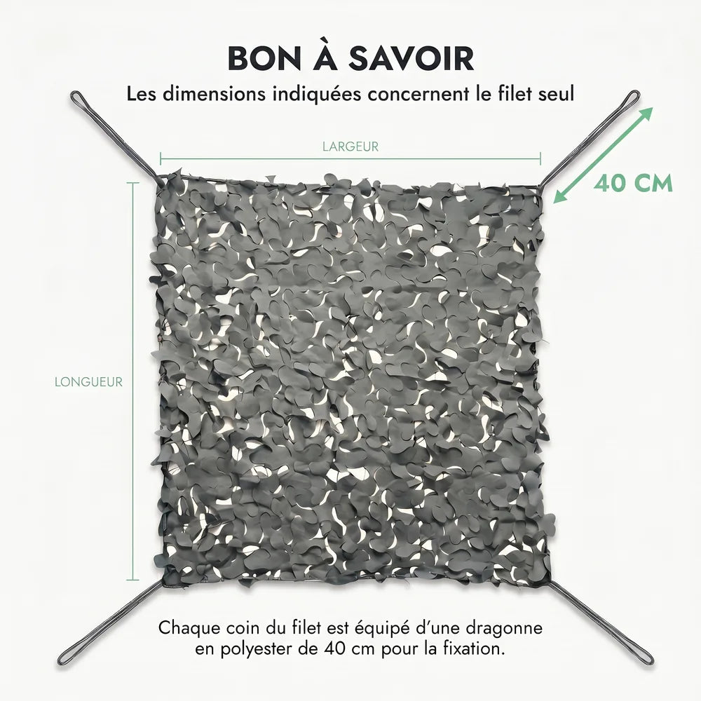 Filet de camouflage triangulaire gris