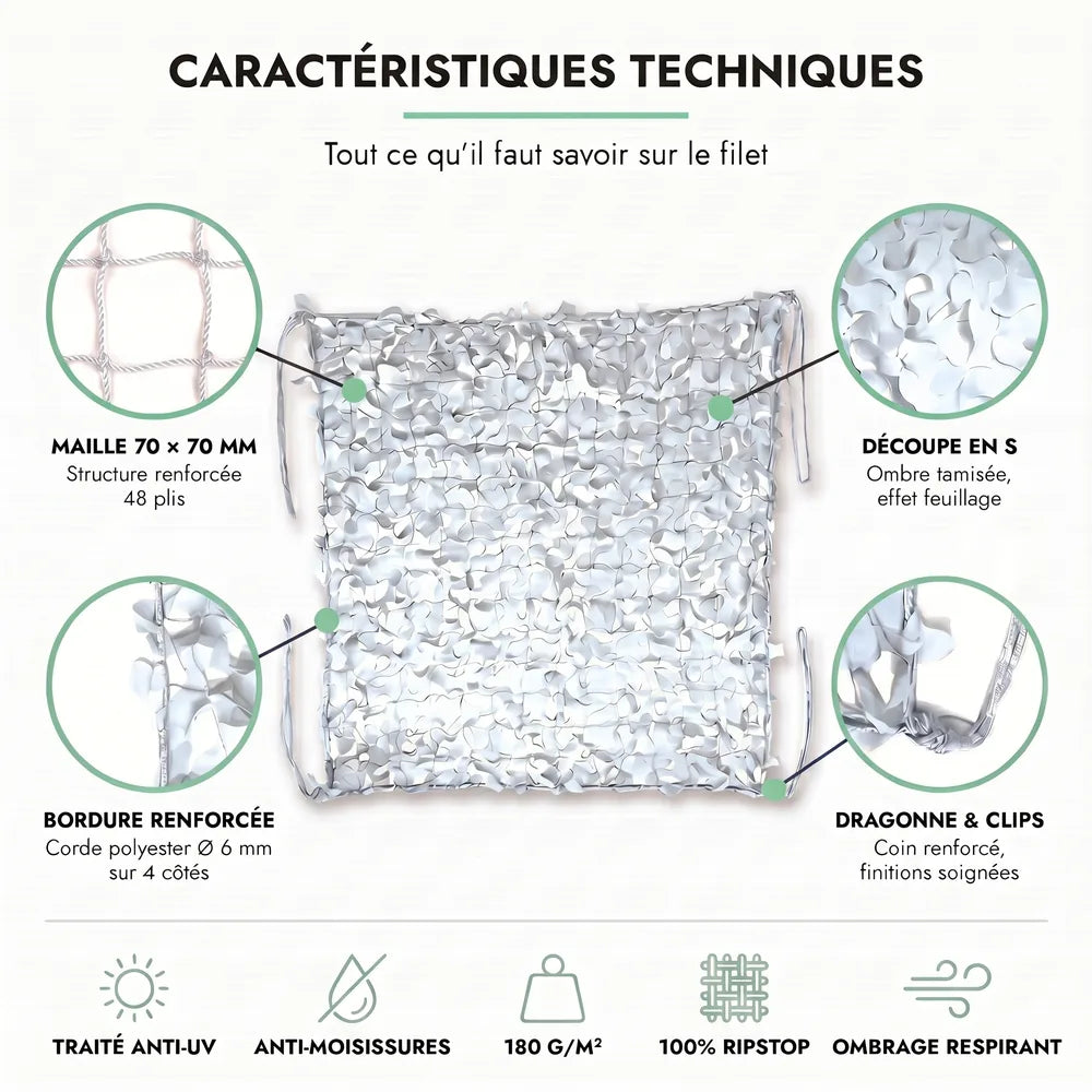 Filet de camouflage renforcé blanc