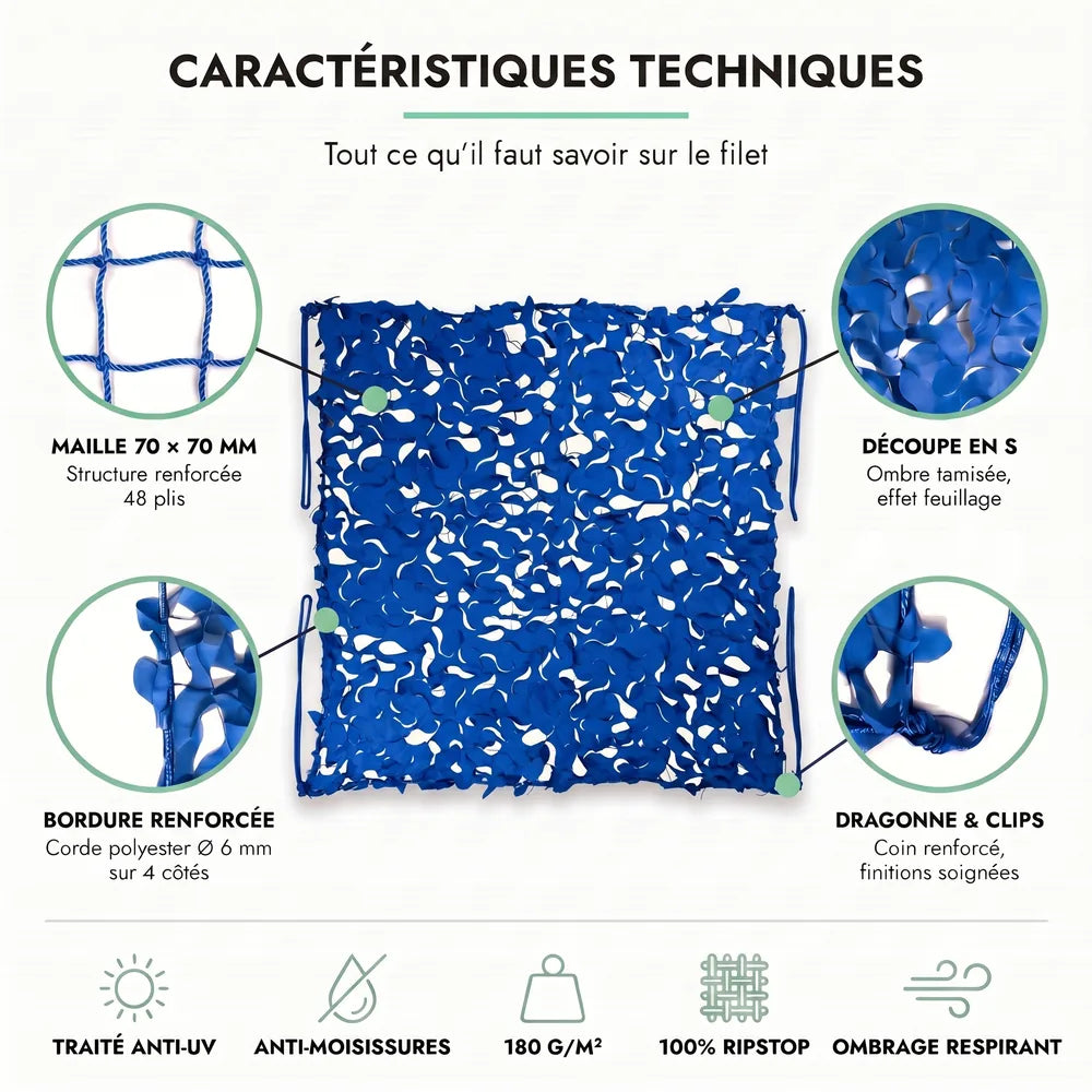 Filet de camouflage renforcé bleu