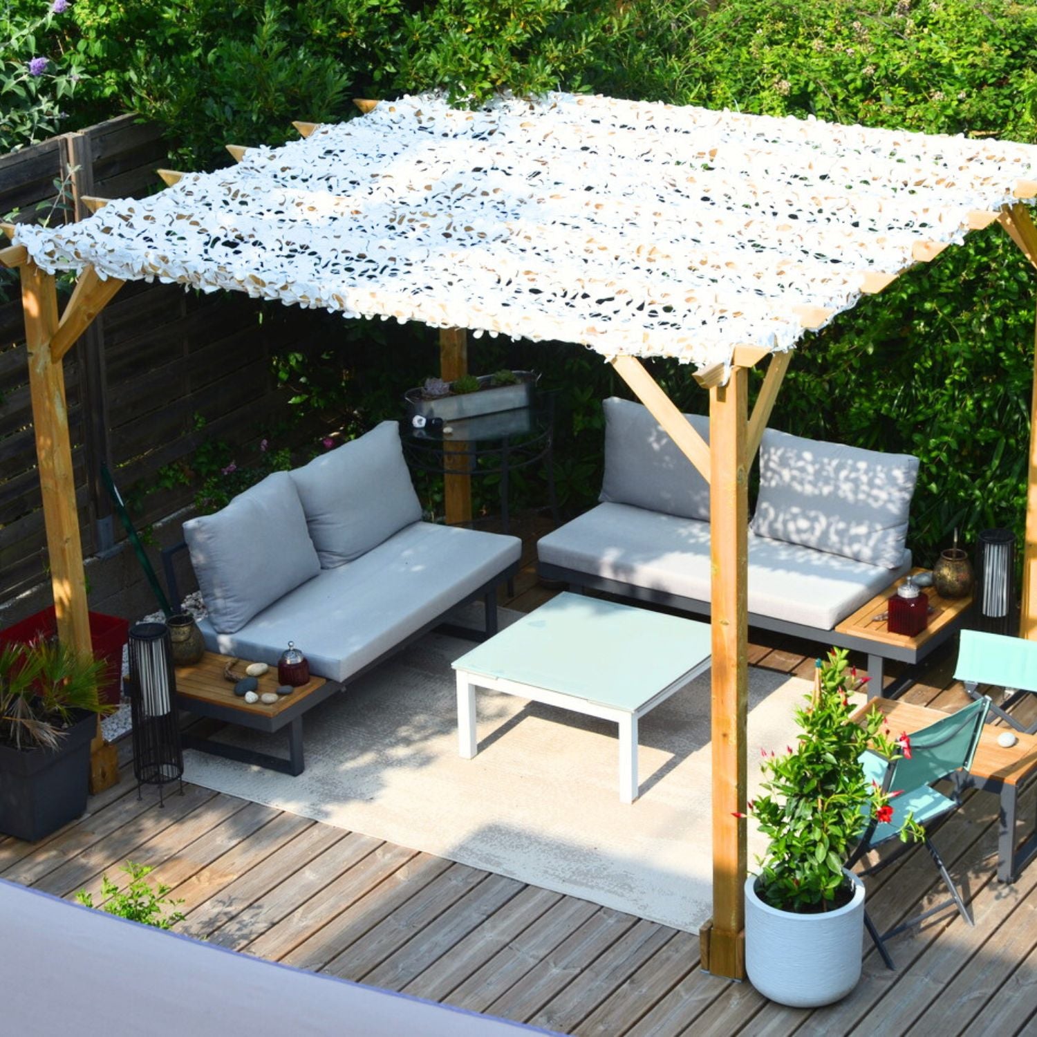 filet de camouflage blanc pergola