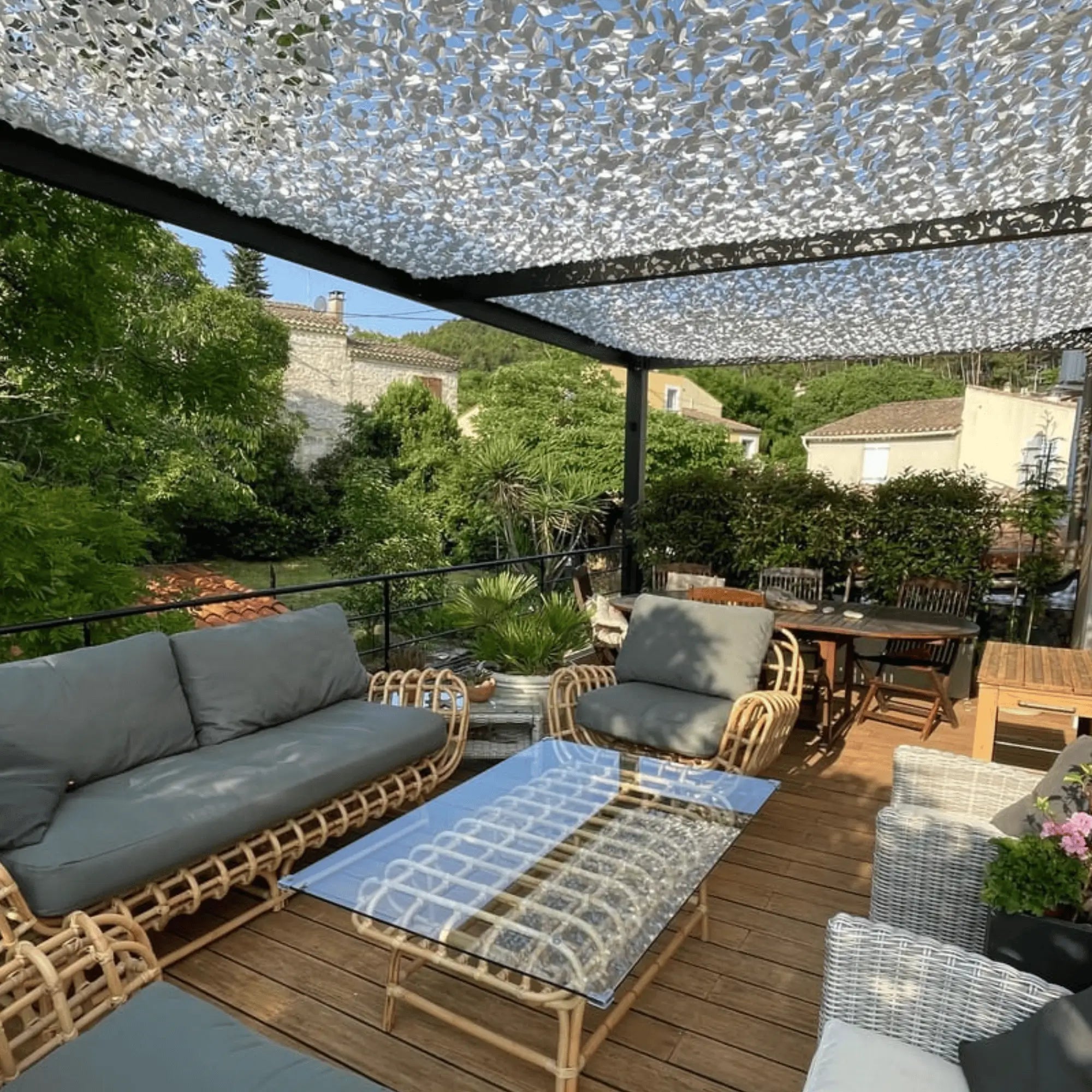 filet de camouflage blanc terrasse